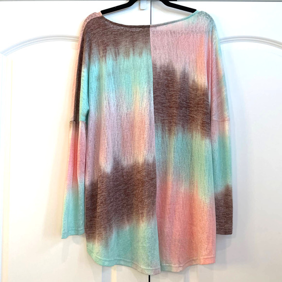Umgee Size Medium Slouchy Pastel Ombre Tie Dye Drop Sleeve Top - Picture 4 of 4